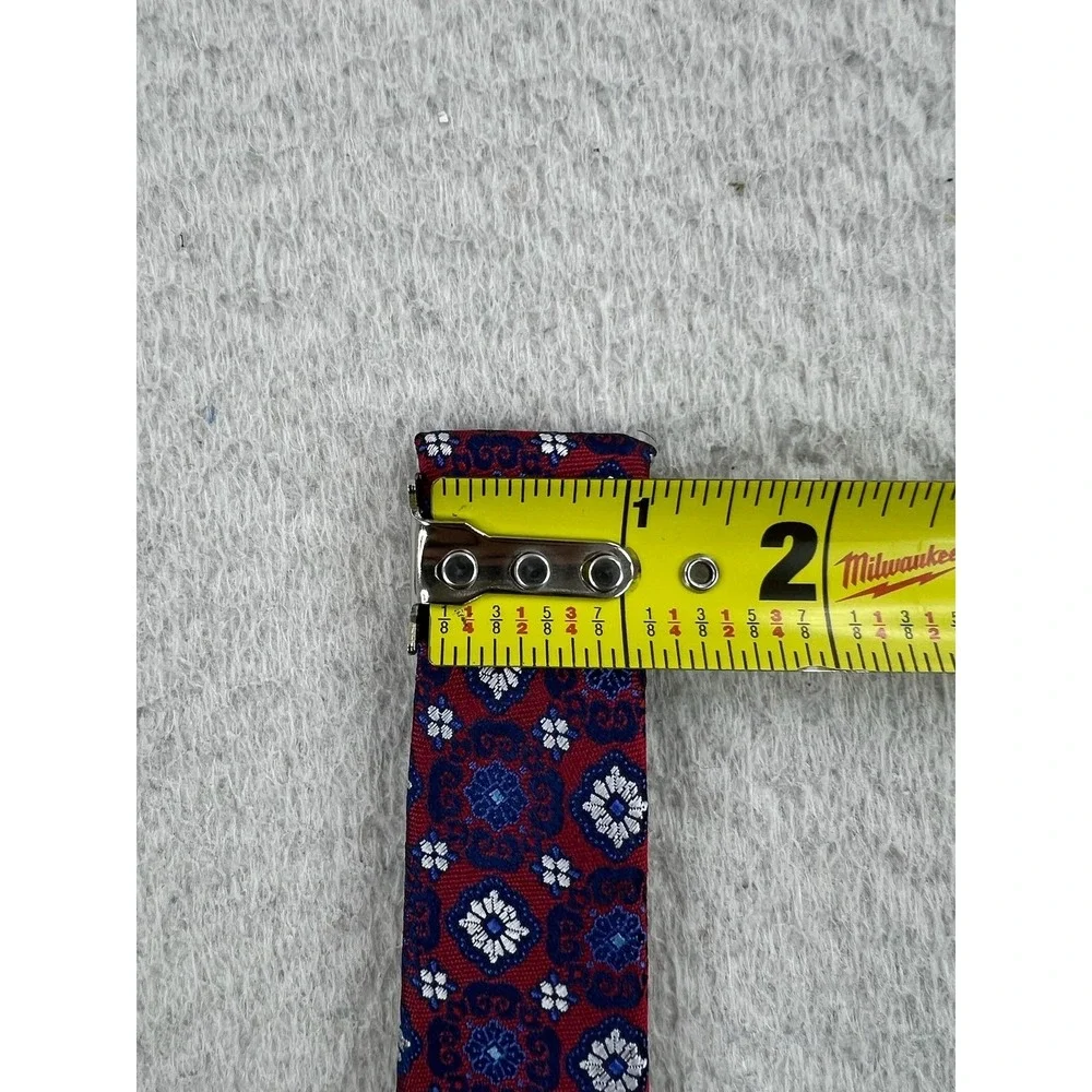 Canali Mens Silk Tie Red Blue Geometric Medallion Made In Italy Classic Pointed